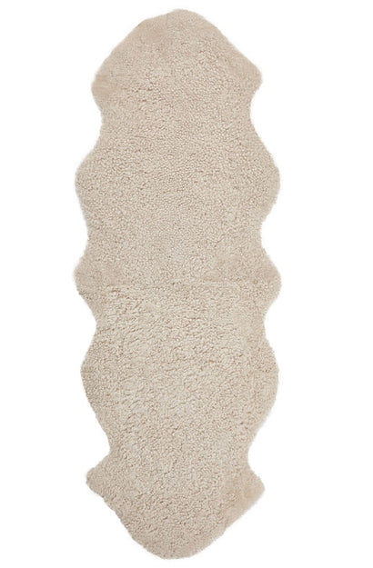 new zealand short curly wool sheepskin rug - pearl - 2 sheepskins