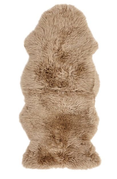 new zealand long wool sheepskin rug  - taupe - 1.5 sheepskins